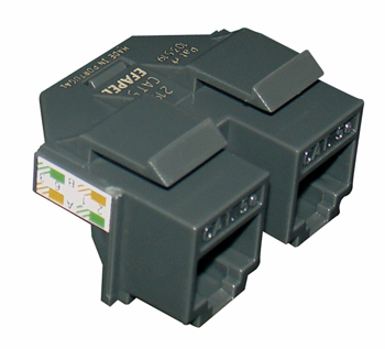 Double RJ45 Cat. 5e UTP Connector (1 input / 2 outputs)