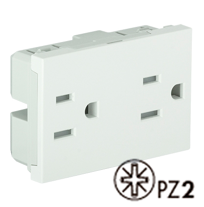 Double American Shutter Socket (USA) 2P+T 127V 15A - 3 Modules