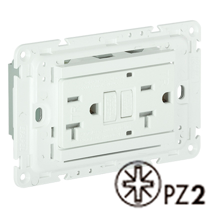 Double American 20A GFCI Shutter Socket 2P+T 127V - 3 Modules